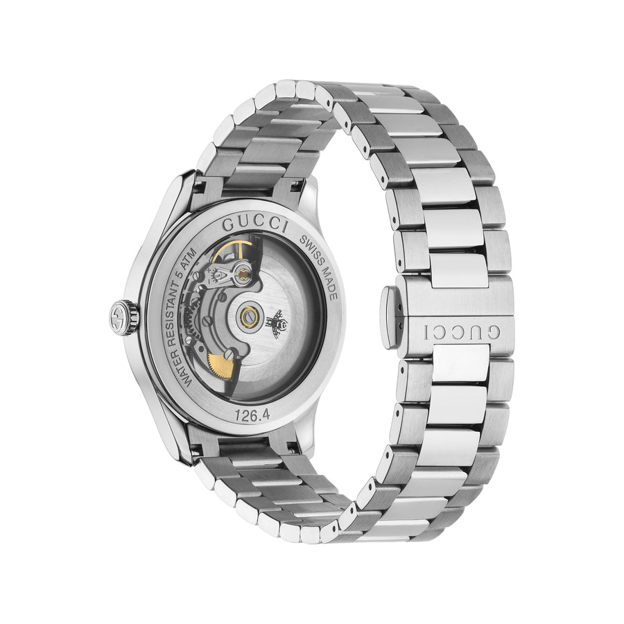 G-Timeless With Bee Motif 38mm steel case, silver sunbrushed dial with bees, steel bracelet YA1264190