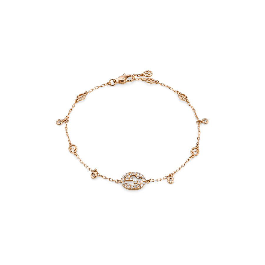 Interlocking G Bracelet in 18kt pink gold and diamonds YBA729403001