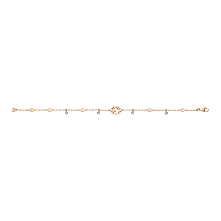 Interlocking G Bracelet in 18kt pink gold and diamonds YBA729403001