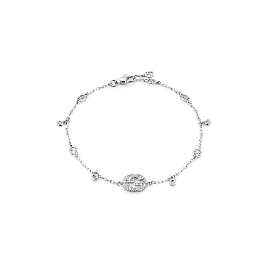 Interlocking G Bracelet in 18kt white gold and diamonds YBA729403003