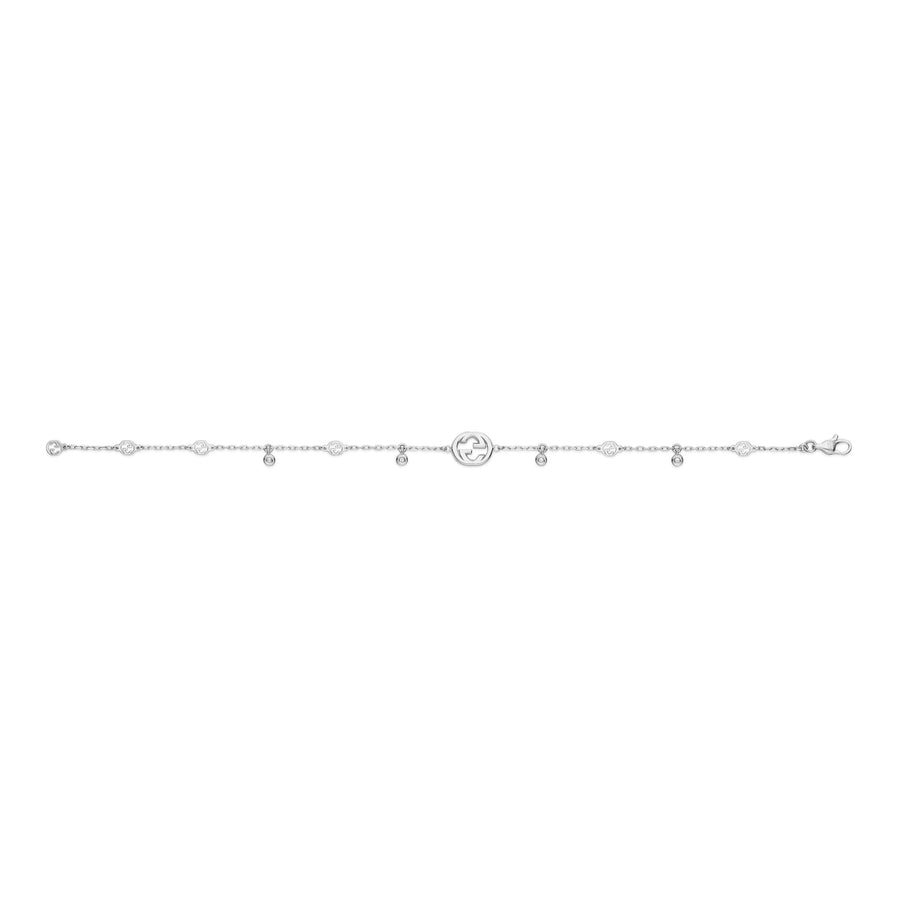 Interlocking G Bracelet in 18kt white gold and diamonds YBA729403003