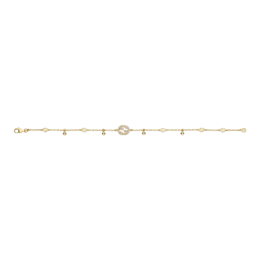 Interlocking G Bracelet in 18kt yellow gold and diamonds YBA729403002