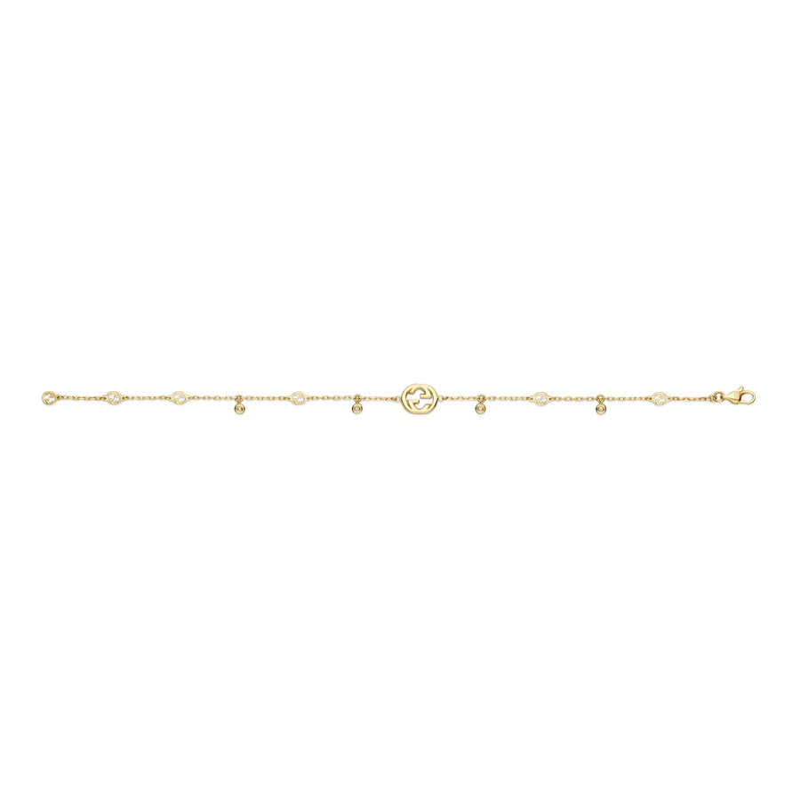 Interlocking G Bracelet in 18kt yellow gold and diamonds YBA729403002