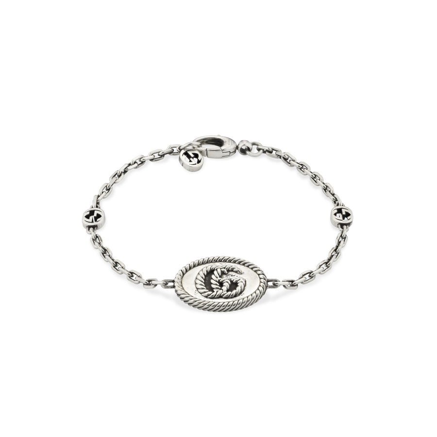 GG Marmont Bracelet in aged sterling silver with Double G detail YBA627749001