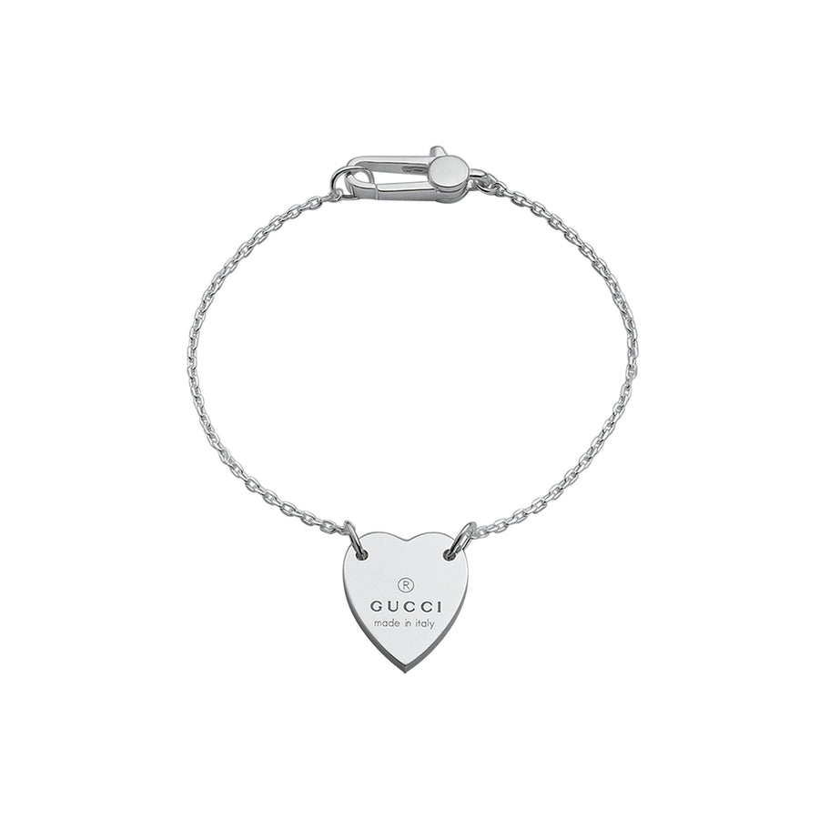 Trademark Bracelet with Gucci Trademark engraved heart in sterling silver YBA223513001