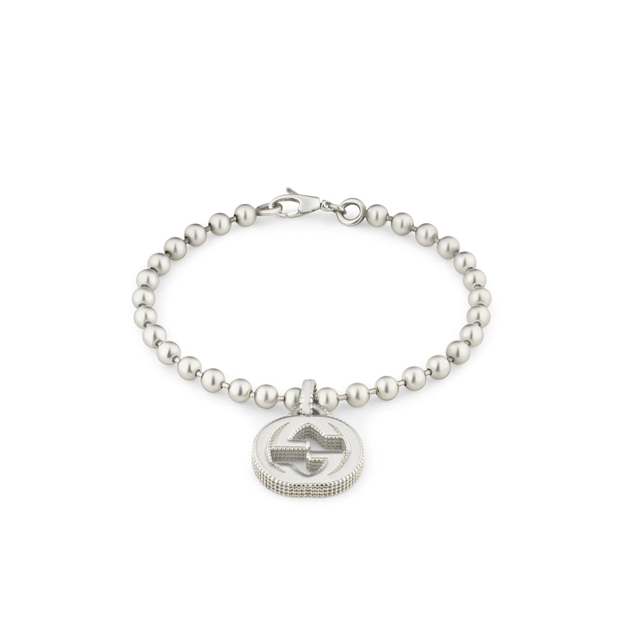 Interlocking G Bracelet with motif in sterling silver YBA479226001
