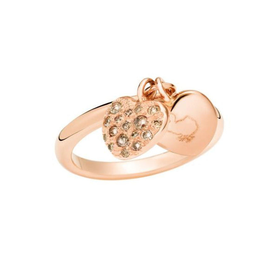 Anello cuori oro rosa 9 kt e diamanti brown dodo ad2c/9/br dab0001100amdbr9r