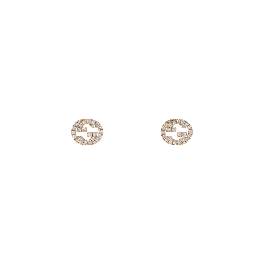 Interlocking G Earrings in 18kt pink gold and diamonds YBD729408001