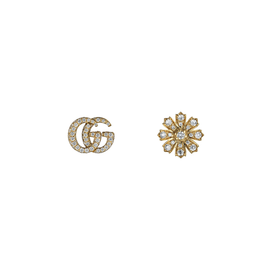 Flora earrings with Double G detail in yellow gold and diamonds YBD582033002