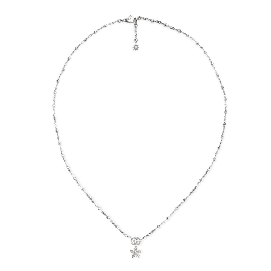 Flora necklace in 18kt white gold and diamonds YBB581842001