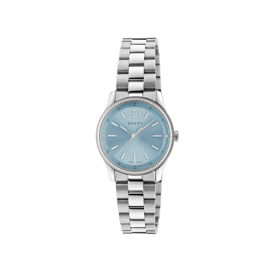 G-Timeless 29 mm stainless steel case, blue dial, stainless steel bracelet, quartz movement YA1265068