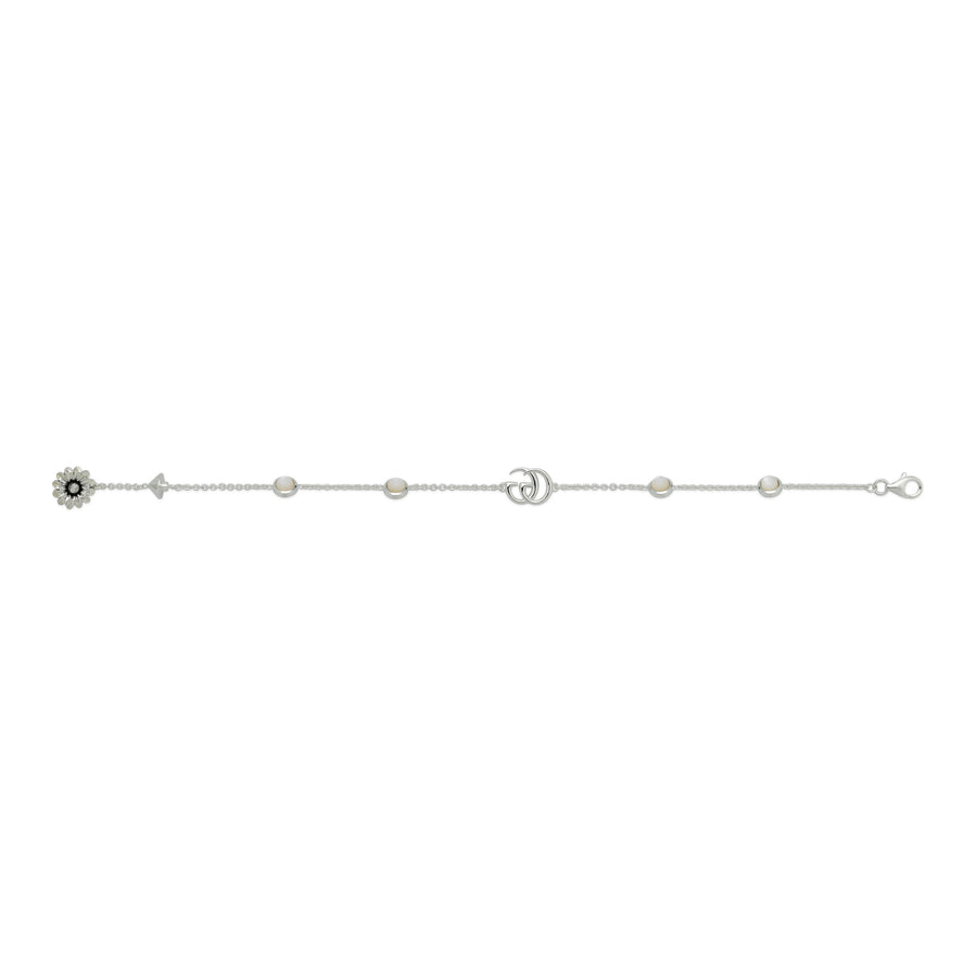 GG Marmont Bracelet in sterling silver and mother of pearl with Double G and flower details  YBA773229001