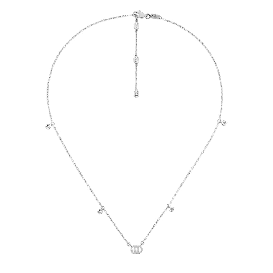 GG Running necklace in 18kt white gold and diamonds YBB479231001