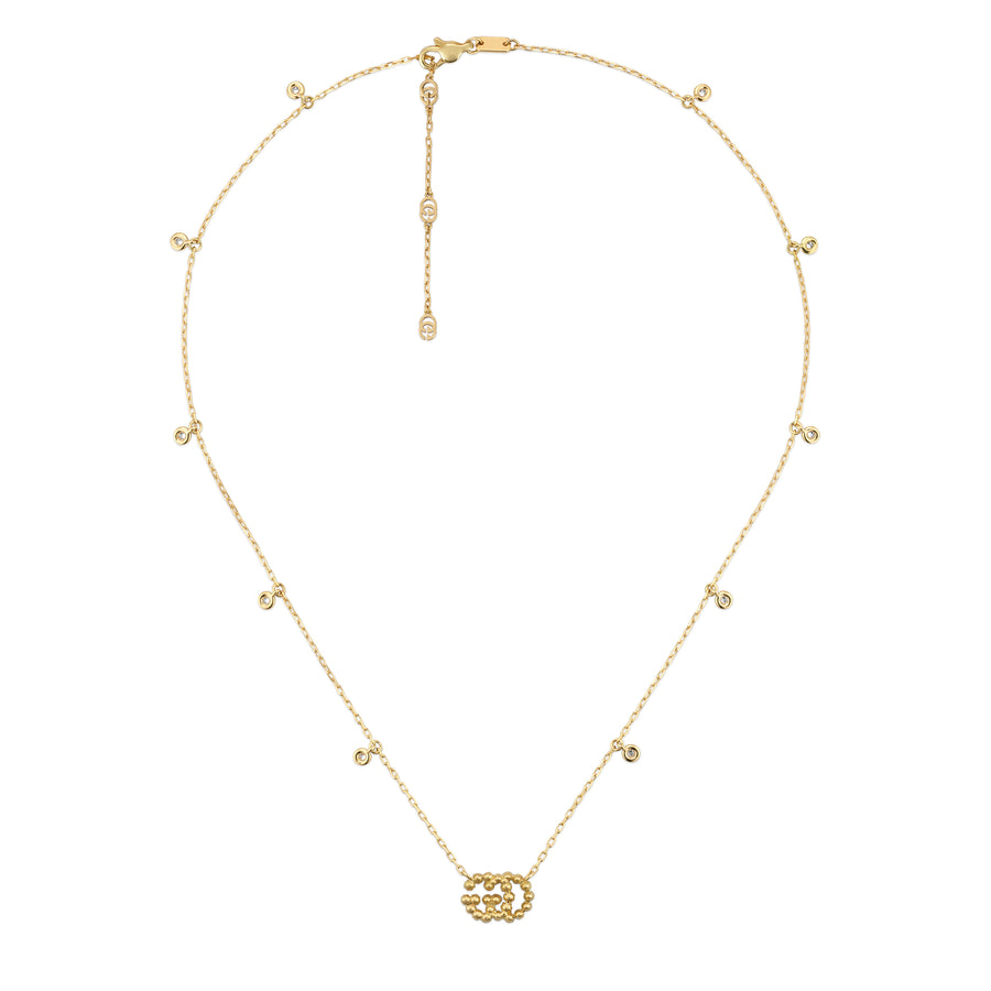 GG Running necklace in 18kt yellow gold and diamonds YBB481624001