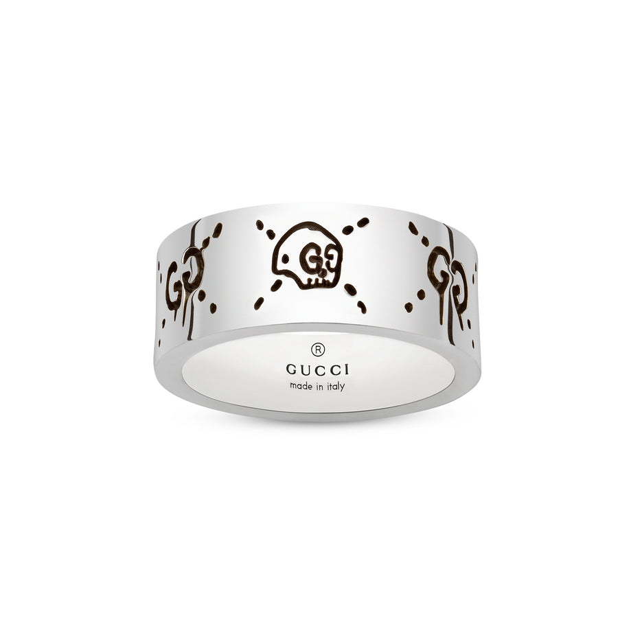 Gucci Ghost ring in shiny aged sterling silver YBC455318001