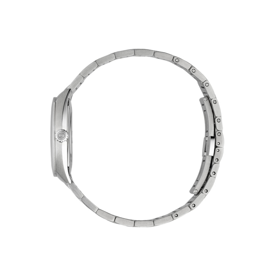 Gucci Interlocking 29mm stainless steel case, pink dial with 8 diamonds, small seconds display, stainless steel bracelet YA142511