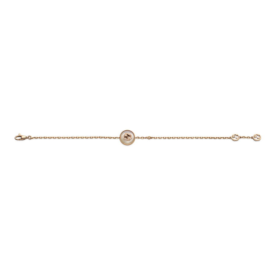 Gucci Interlocking Bracelet in pink gold, mop, diamond, gg pavé YBA786749001