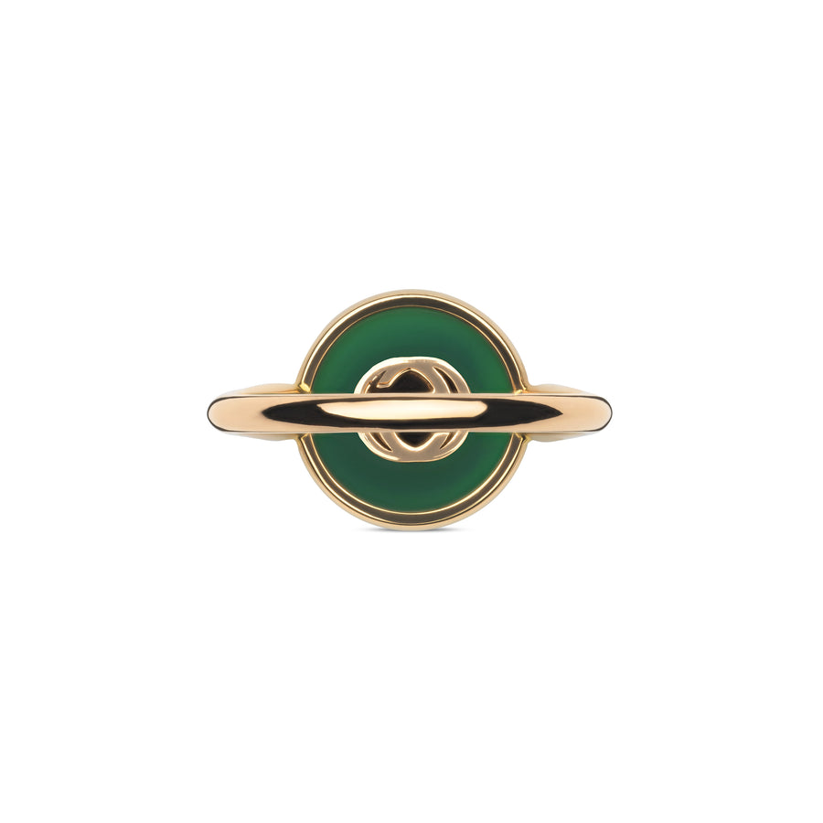 Gucci Interlocking Ring in pink gold, green agate and diamond YBC786547002