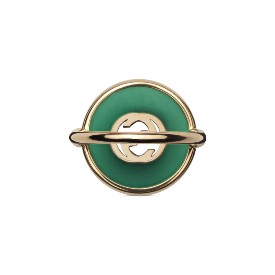 Gucci Interlocking Ring in pink gold, green agate and diamond YBC786604002