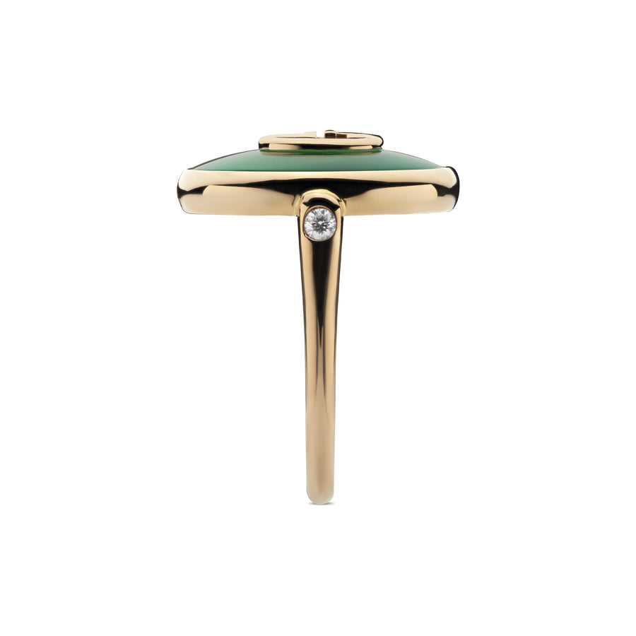 Gucci Interlocking Ring in pink gold, green agate and diamond YBC786604002