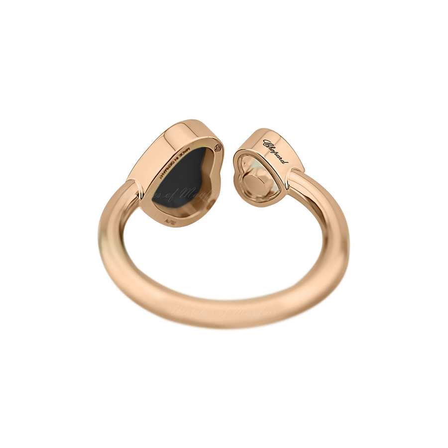 Happy hearts rose gold onyx ring 829482-5210
