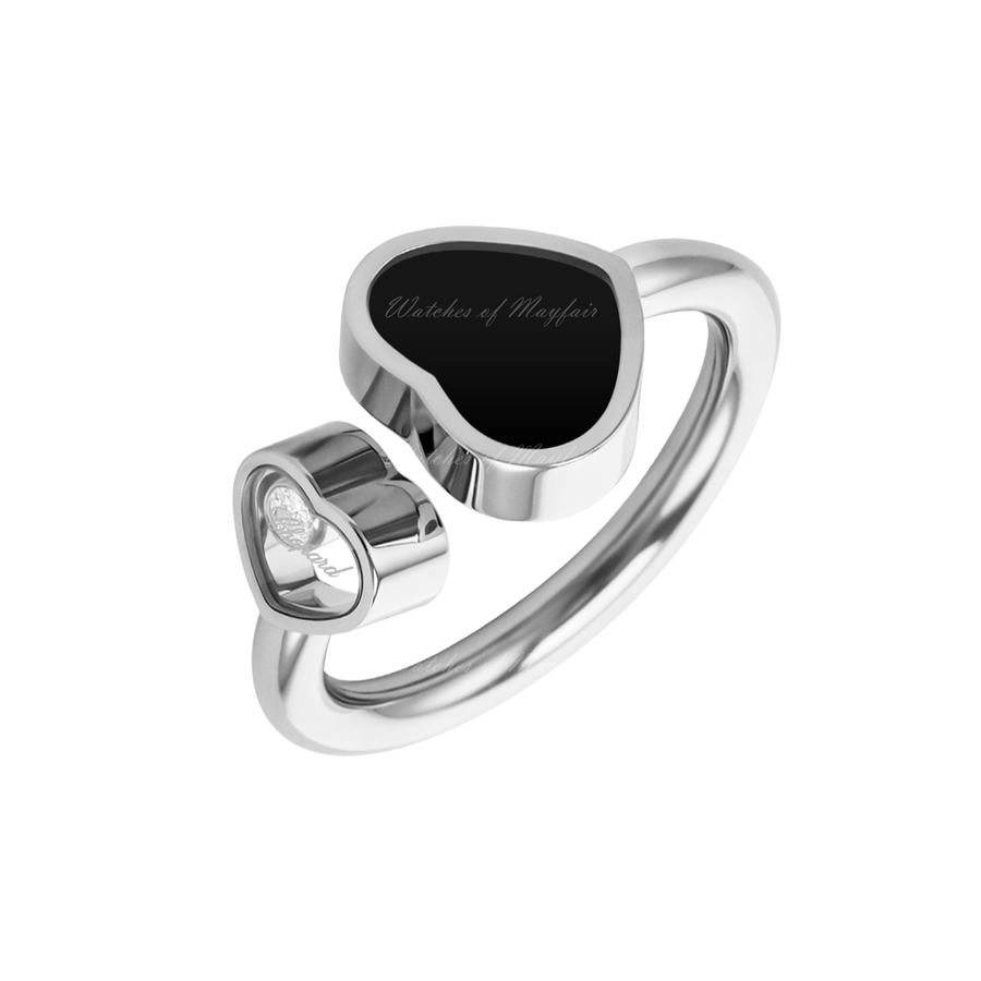 Happy hearts white gold onyx diamond ring 829482-1210
