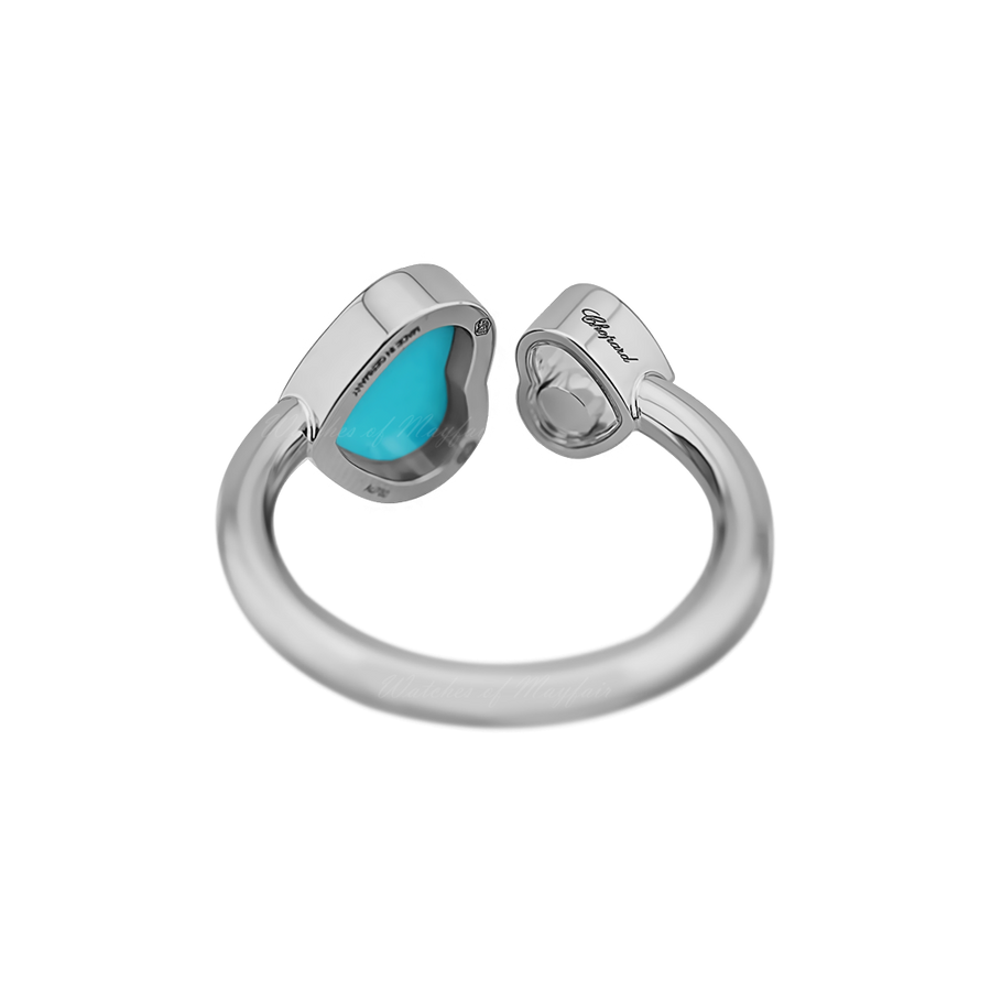 Happy hearts white gold turquoise diamond ring 829482-1410