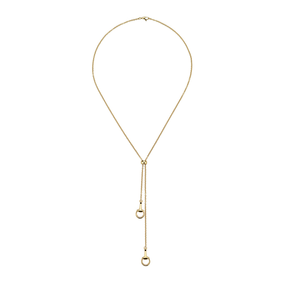 Horsebit Lariat necklace with Horsebit details in yellow gold_60cm YBB795850001
