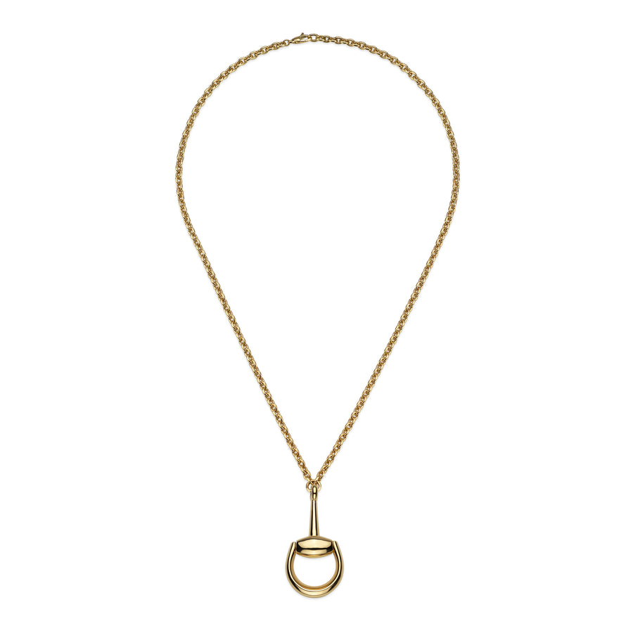 Horsebit Necklace with maxi Horsebit pendant in yellow gold YBB796823001