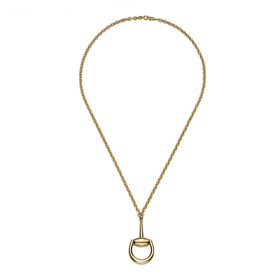 Horsebit Necklace with maxi Horsebit pendant in yellow gold YBB796823001