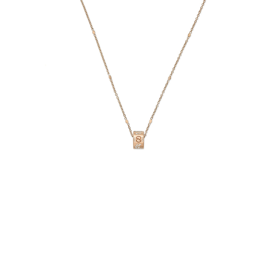 Icon necklace in 18kt pink gold and white enamel  YBB434553002