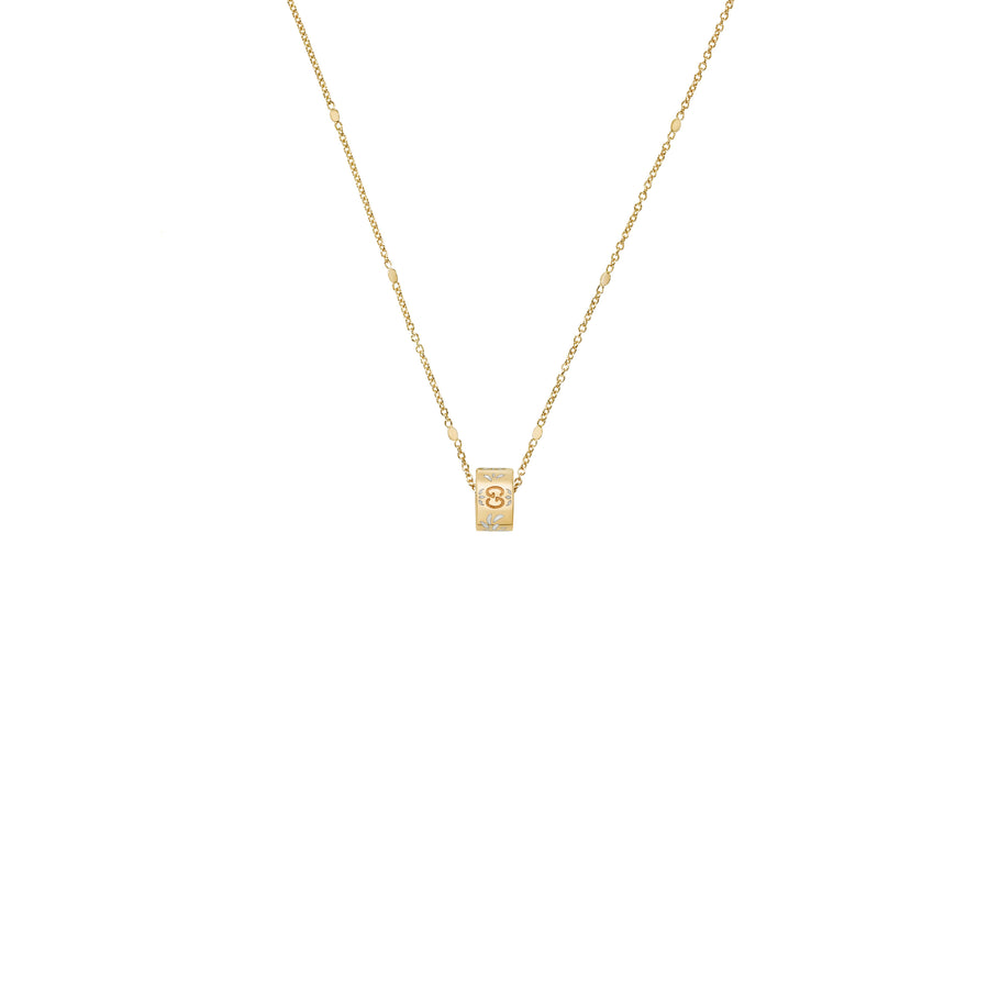 Icon necklace in 18kt yellow gold and white enamel  YBB434553001