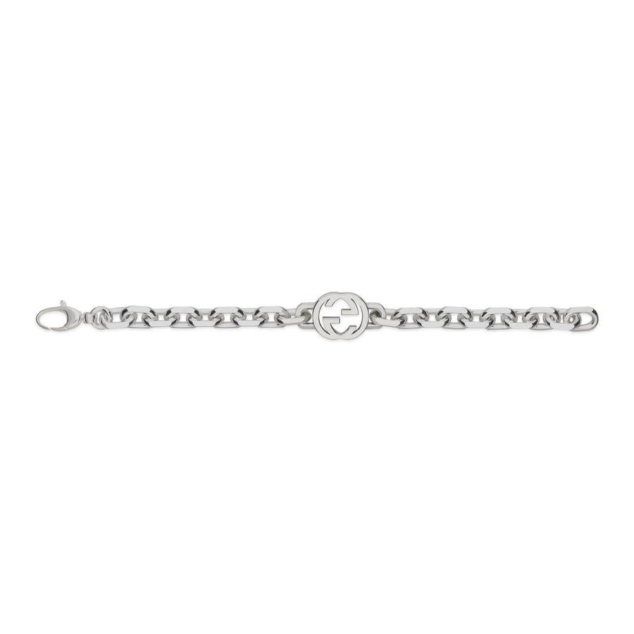 Interlocking G Bracelet in sterling silver with logo YBA627068002