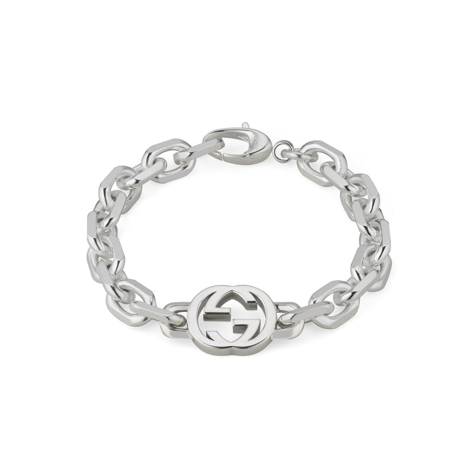 Interlocking G Bracelet in sterling silver with logo YBA627068002