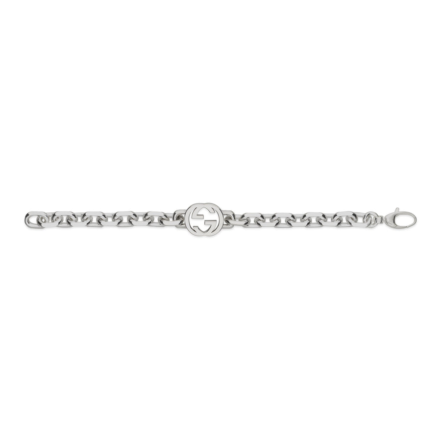 Interlocking G Bracelet in sterling silver with logo YBA627068002