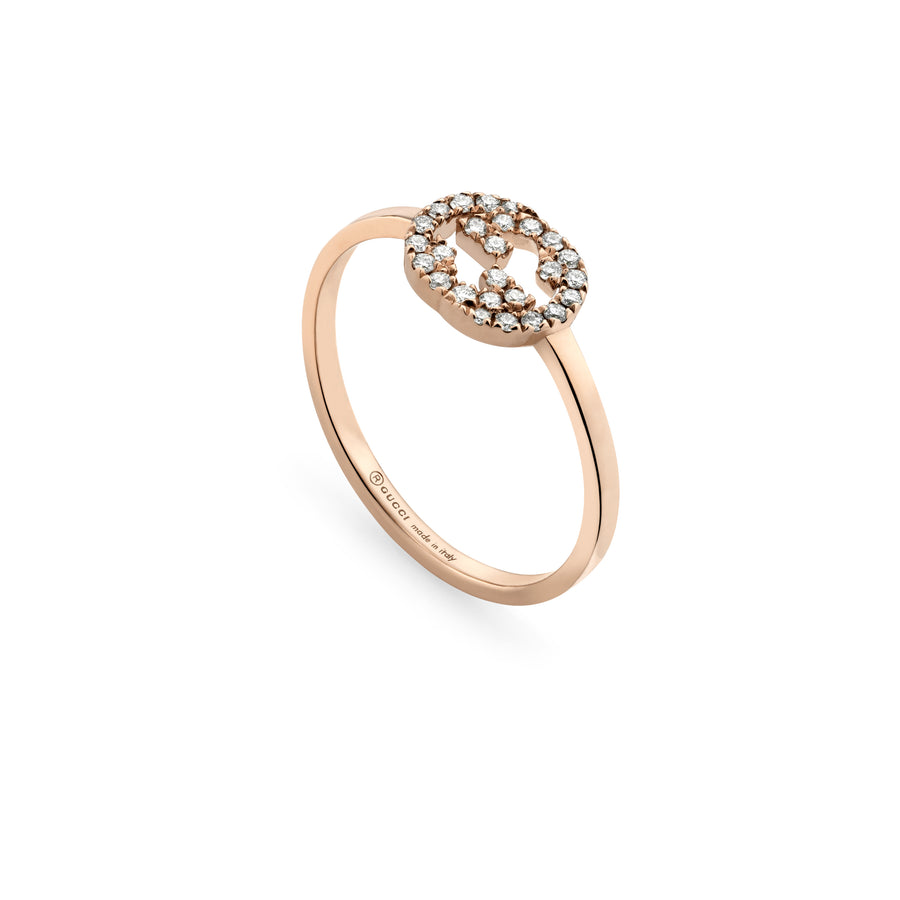 Interlocking G Ring in 18kt pink gold and diamonds YBC729412001