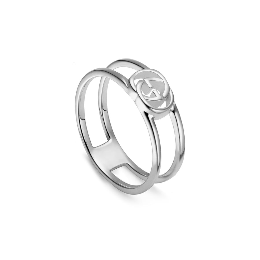 Interlocking G Ring with motif in sterling silver YBC298036001