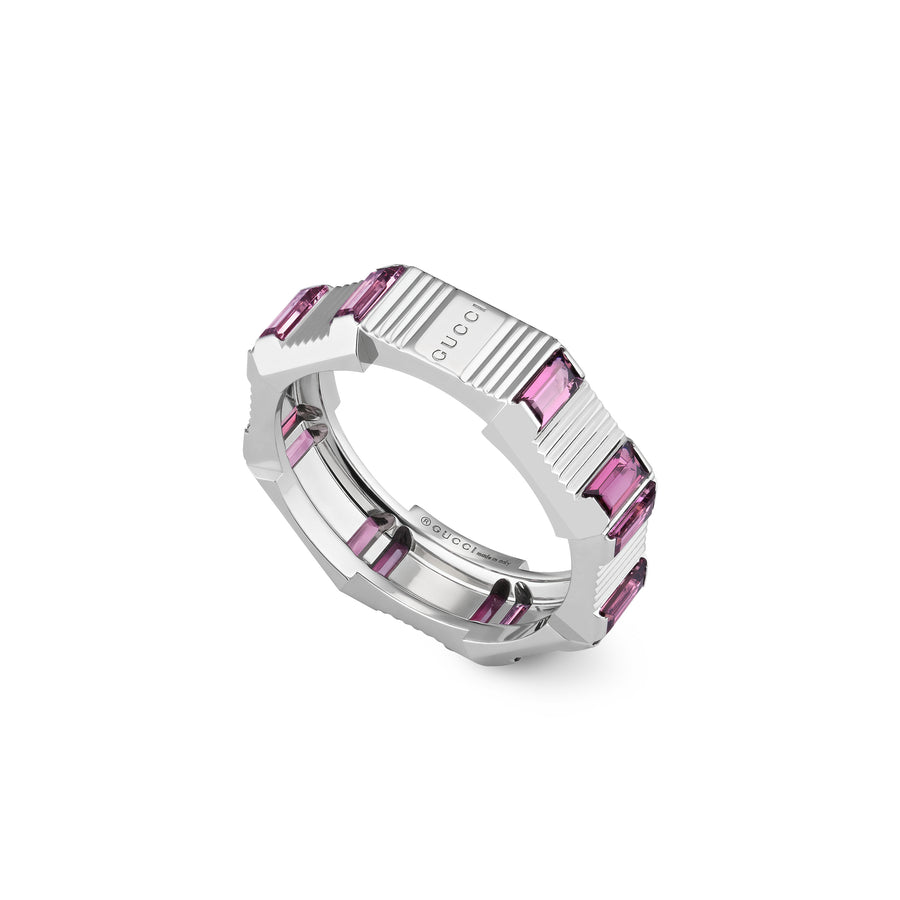 Link to Love ring in 18kt white gold and rubellite YBC702414001