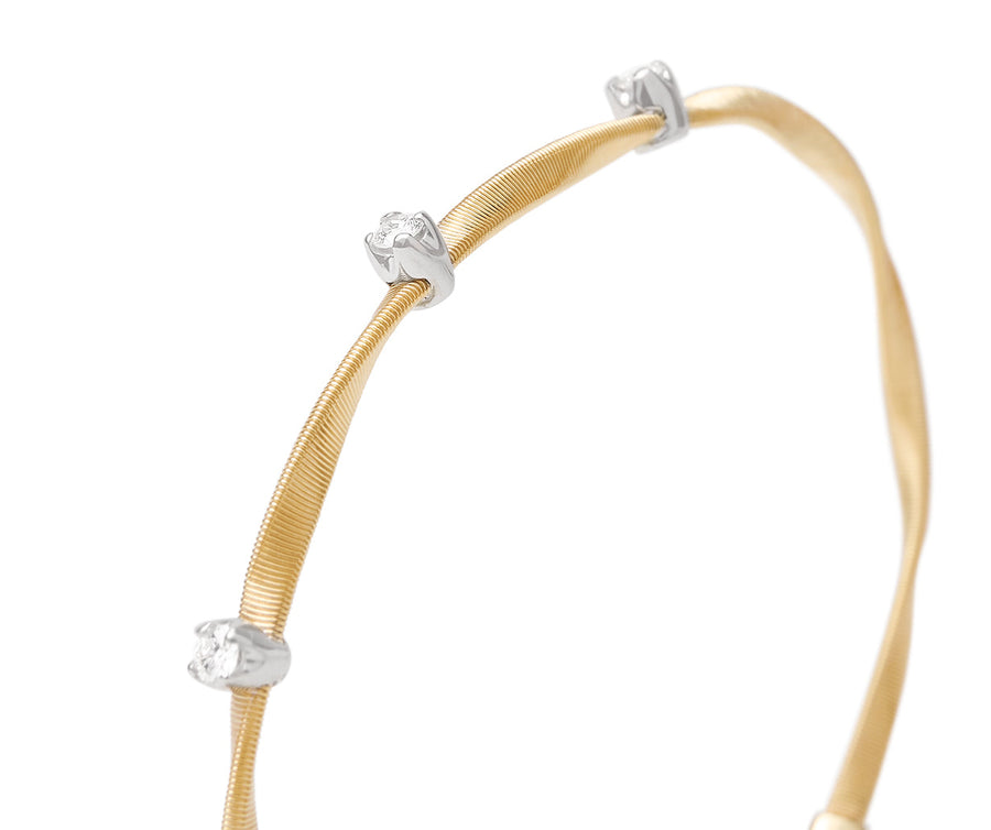 Marco bicego® marrakech collection 18k yellow gold and diamond stackable bangle bg337-b-yw-m5