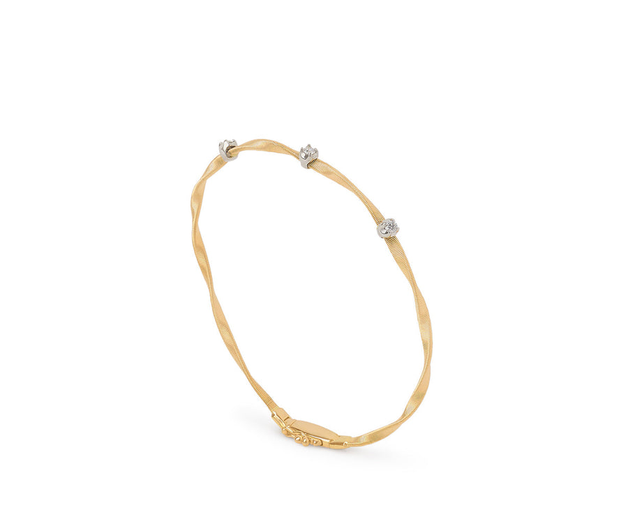 Marco bicego® marrakech collection 18k yellow gold and diamond stackable bangle bg337-b-yw-m5