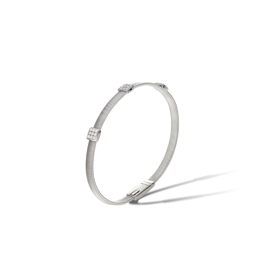 Marco bicego® masai collection 18k white gold and diamond three station bracelet bg731-b2-w-01