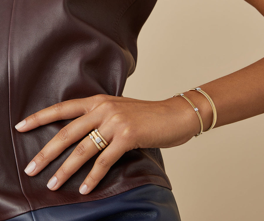 Marco bicego® masai collection 18k yellow gold and diamond small three station bracelet bg730-b1-yw-m5