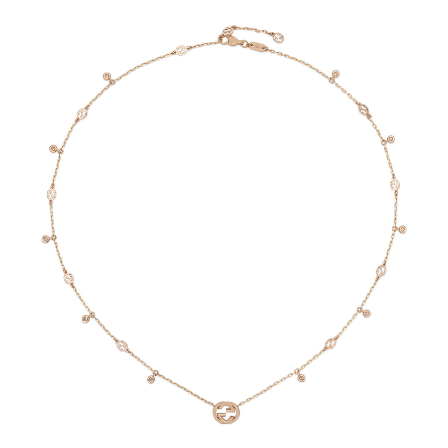 Interlocking G Necklace in 18kt pink gold and diamonds YBB729402001