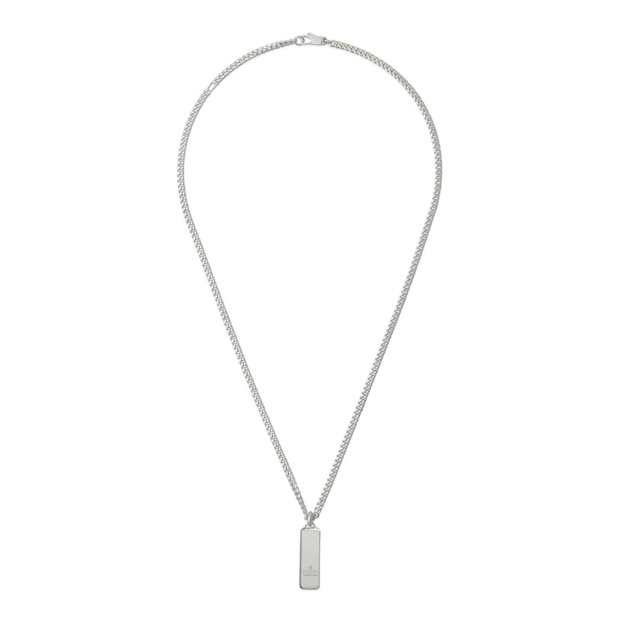 Gucci Tag Necklace in sterling silver with logo tag pendant YBB774055001