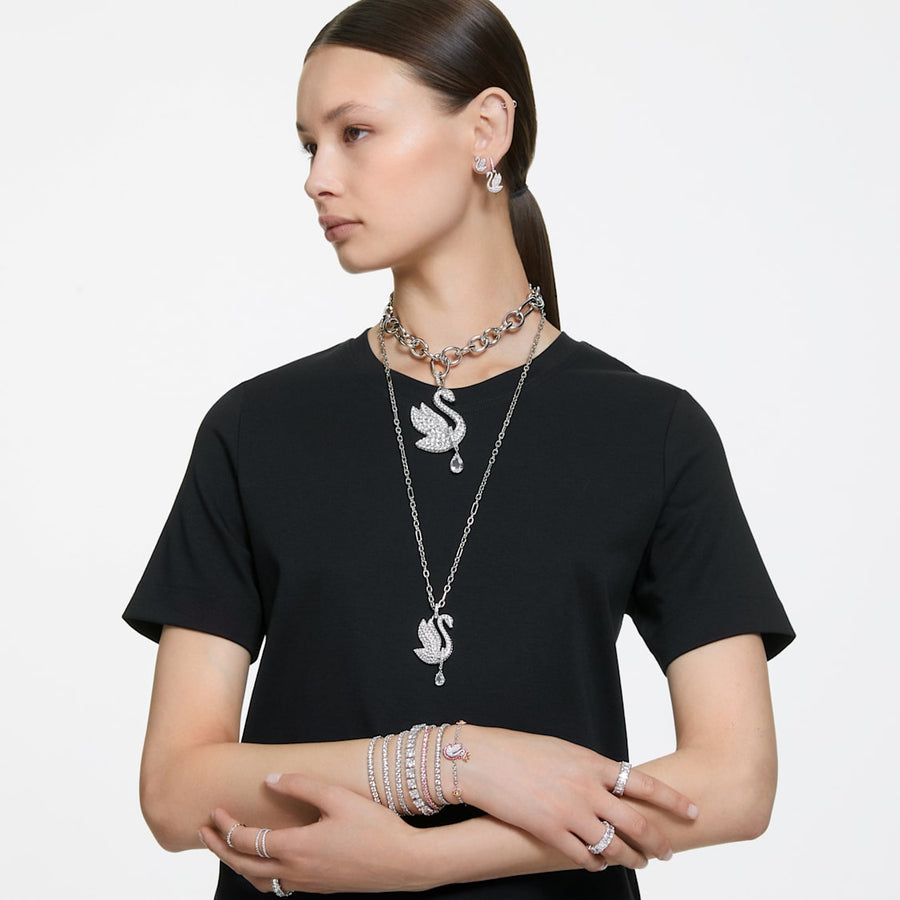Orecchini a lobo swarovski iconic swan sw5647873