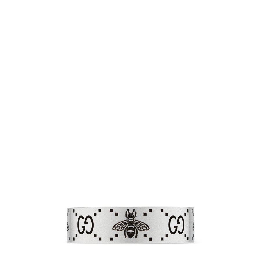 Gucci Signature Ring in sterling silver with bee and Double G motif YBC728389001