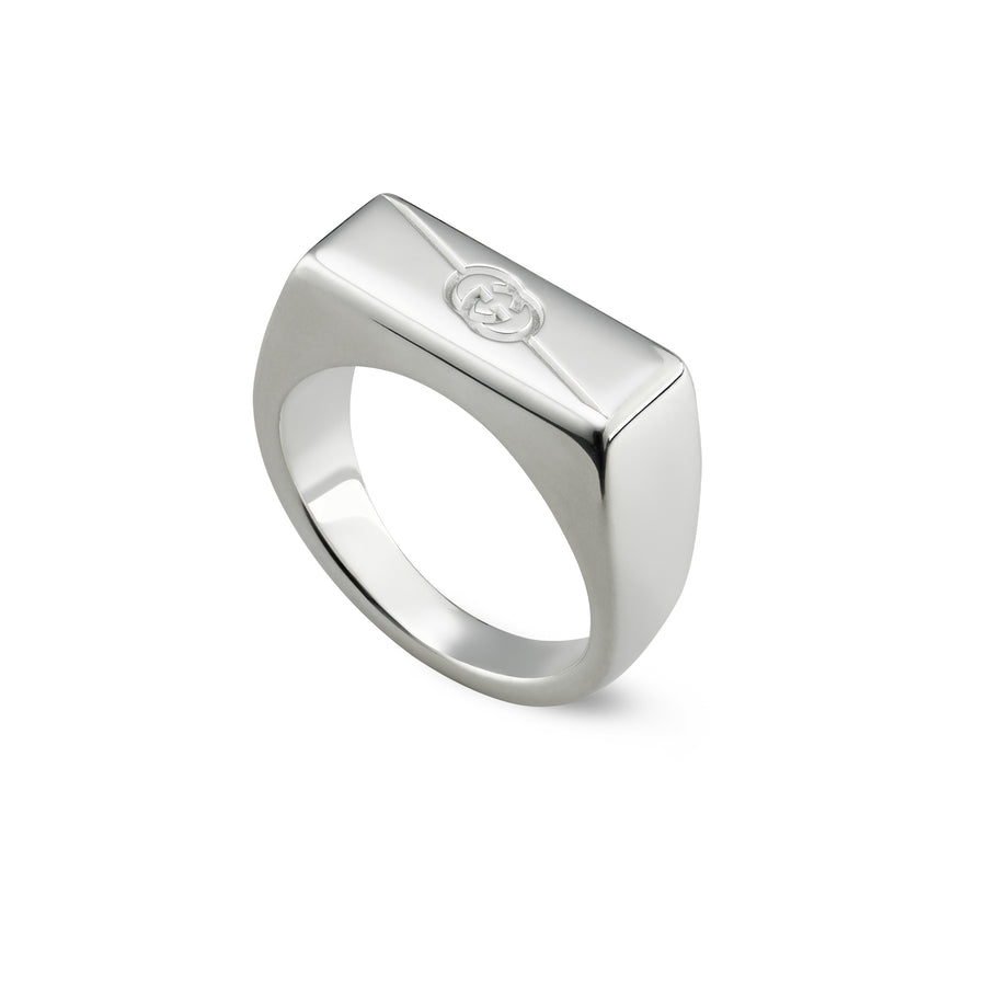 Gucci Tag Ring in sterling silver with logo YBC774038001