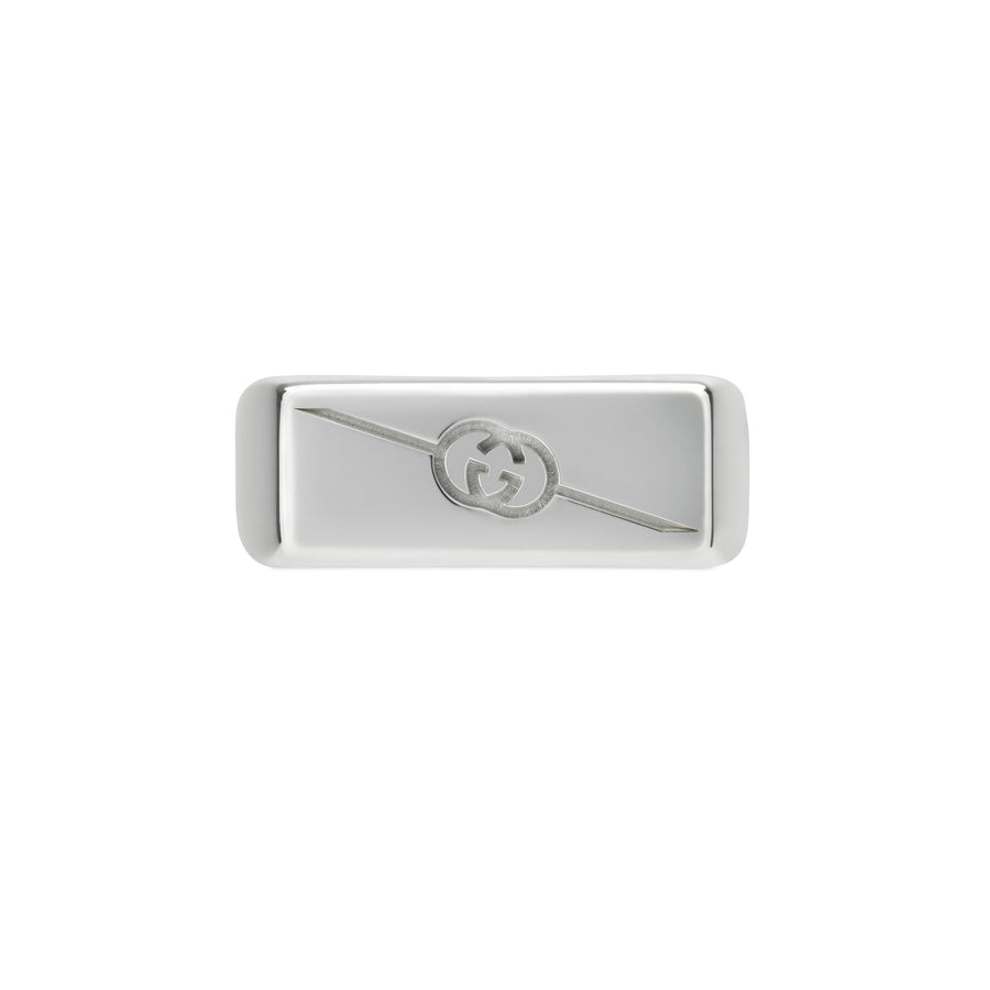 Gucci Tag Ring in sterling silver with logo YBC774038001