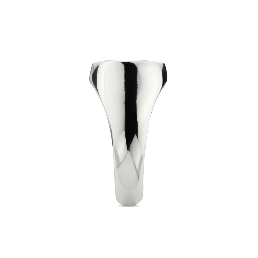 Trademark Chevalier ring  in sterling silver with black enameled oval tag YBC797143001