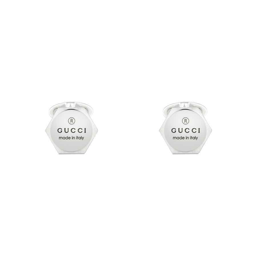 Trademark Cufflinks in sterling silver with Gucci trademark YBE779163001